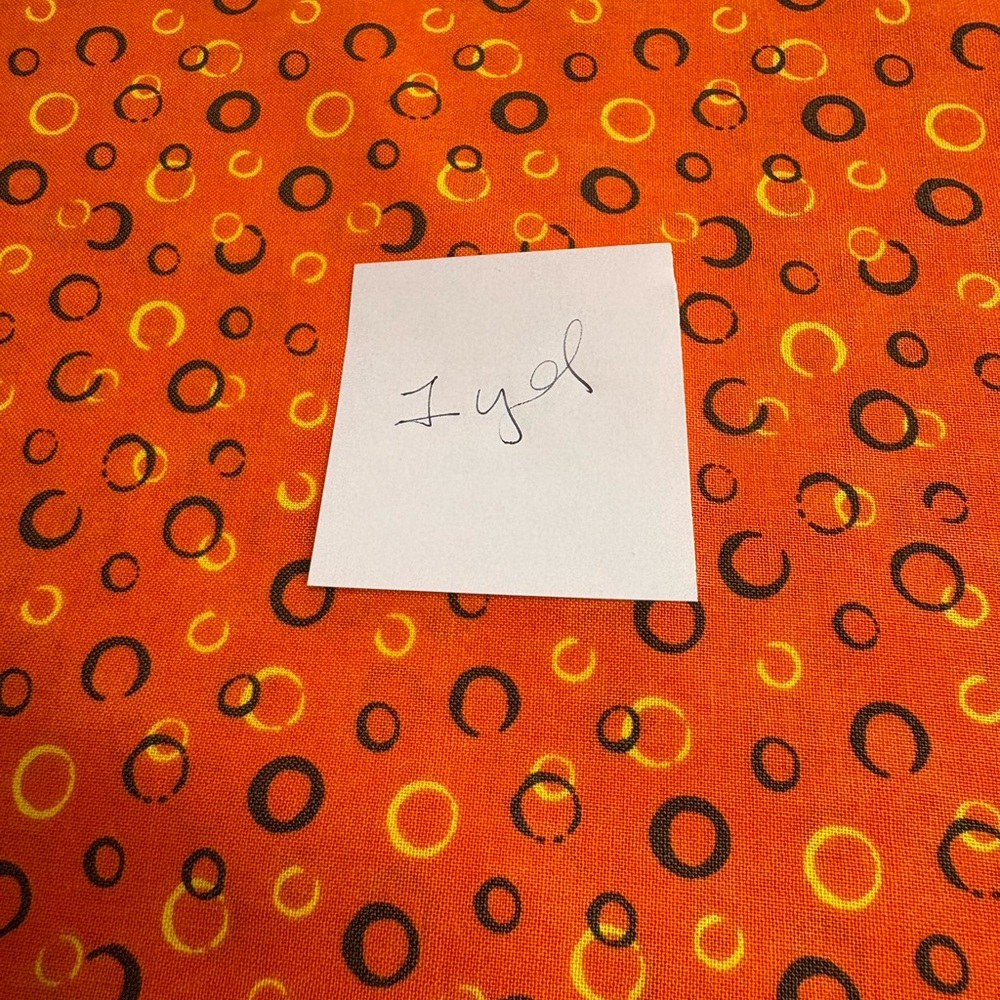 Orange Fabric with Black and Yellow Circles - Pumpkins Gone Wild - Moda 1 yard